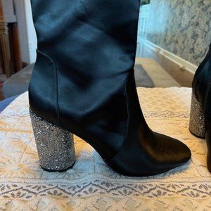 Donna Karan Black Satin Ankle Boot, Size 9.5